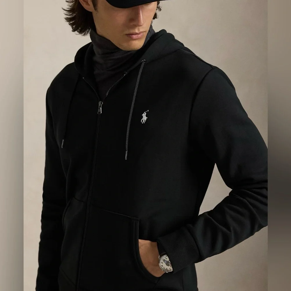 Polo Ralph Lauren Men’s Sz S Polo Black Double-Knit Full-Zip‎ Hoodie